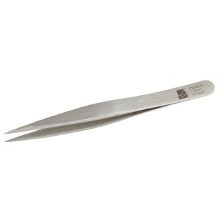 RS PRO Stainless Steel Flat Tweezer 120mm, Anti-Magnetic, Anti-Acid 136-9691