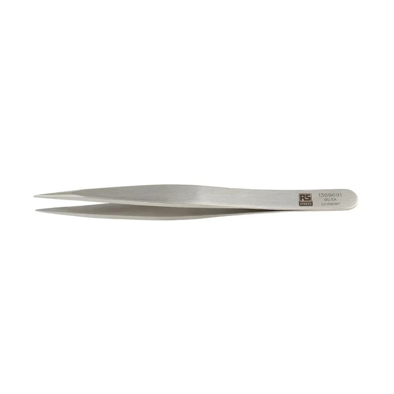 RS PRO Stainless Steel Flat Tweezer 120mm, Anti-Magnetic, Anti-Acid 136-9691