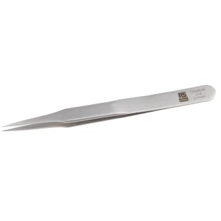 RS PRO 120mm Stainless Steel Flat Tweezer Anti-Magnetic Anti-Acid Precision 136-9696
