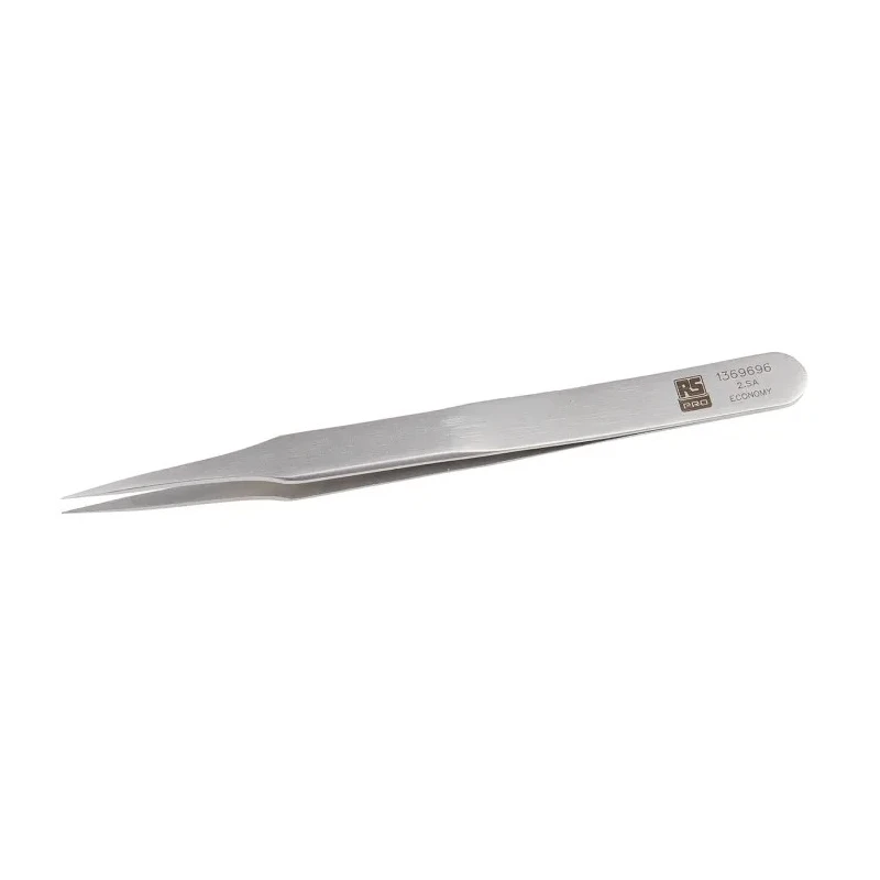 RS PRO 120mm Stainless Steel Flat Tweezer Anti-Magnetic Anti-Acid Precision 136-9696