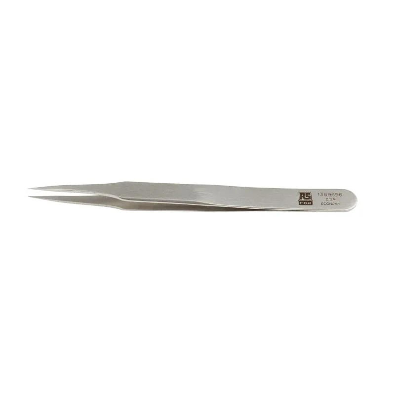 RS PRO 120mm Stainless Steel Flat Tweezer Anti-Magnetic Anti-Acid Precision 136-9696