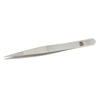 RS PRO Stainless Steel Flat Tweezer 120mm Anti-Magnetic Anti-Acid 136-9692