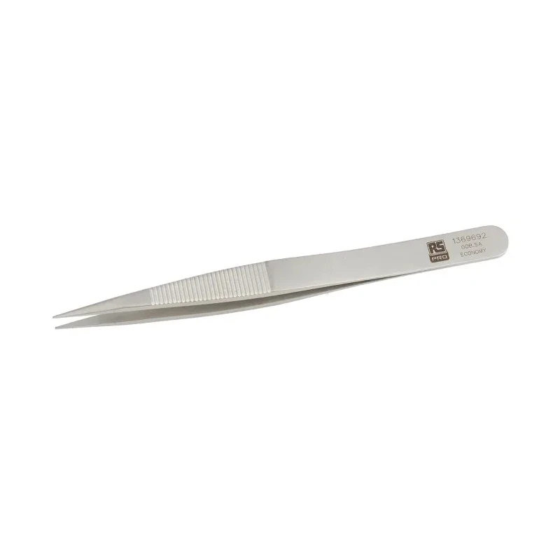 RS PRO Stainless Steel Flat Tweezer 120mm Anti-Magnetic Anti-Acid 136-9692
