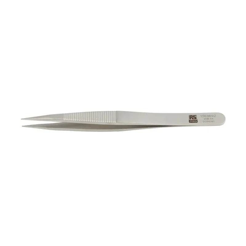 RS PRO Stainless Steel Flat Tweezer 120mm Anti-Magnetic Anti-Acid 136-9692