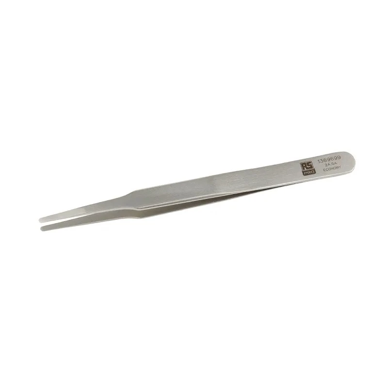 RS PRO 120mm Stainless Steel Flat, Round, Straight, Fine Tweezer 136-9699