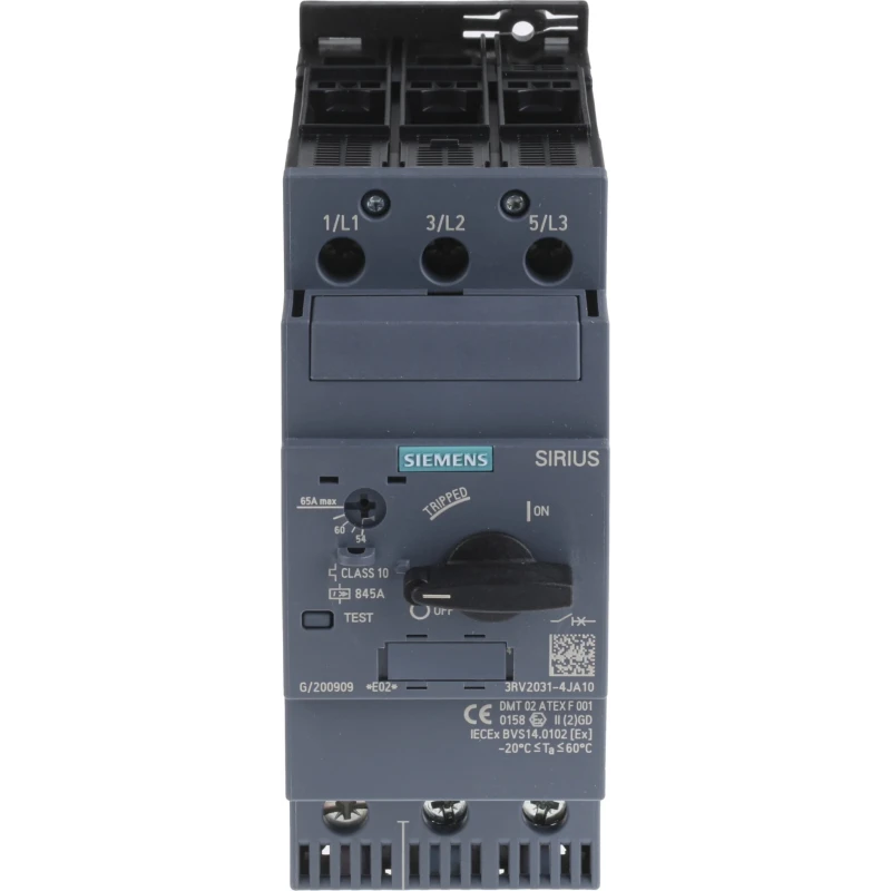 Siemens Motor Protection Circuit Breaker 54A, 65A, 690V, 3 Poles, Magnetic Sensing, IP20 Protection 3RV2031-4JA10