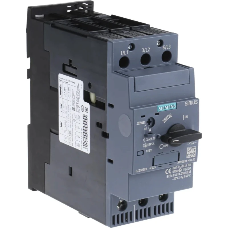 Siemens Motor Protection Circuit Breaker 54A, 65A, 690V, 3 Poles, Magnetic Sensing, IP20 Protection 3RV2031-4JA10