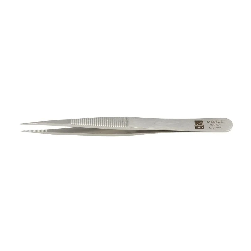 RS PRO 120mm Stainless Steel Serrated Tweezer 136-9693