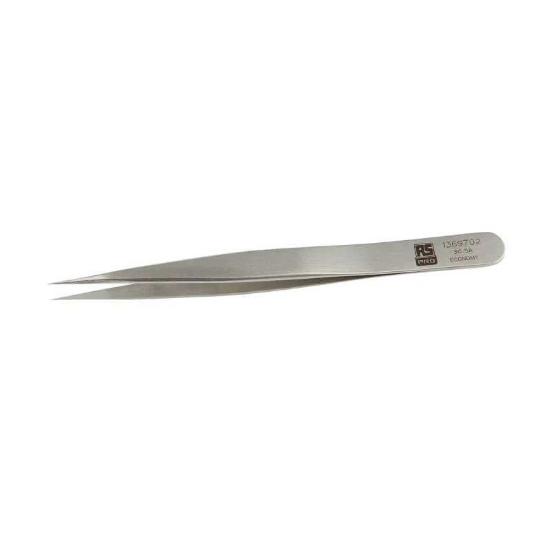 RS PRO 110mm Stainless Steel Fine, Pointed, Straight Tweezer 136-9702