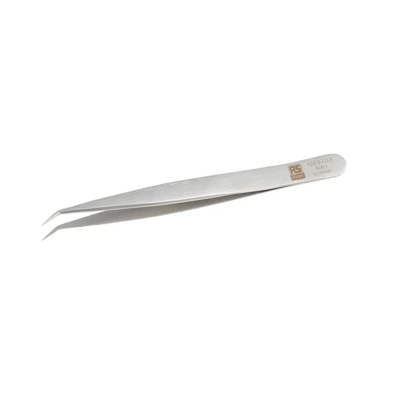 RS PRO 110mm Stainless Steel Bent Pointed Fine Tweezer 136-9703