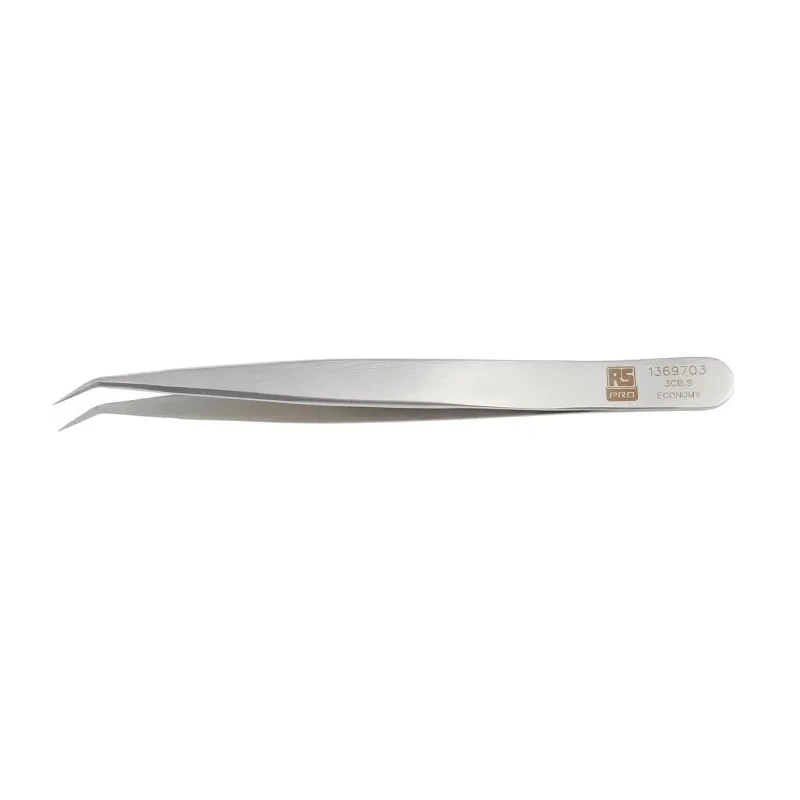 RS PRO 110mm Stainless Steel Bent Pointed Fine Tweezer 136-9703