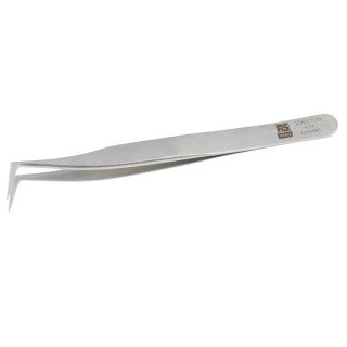 RS PRO 115mm Stainless Steel Angled, Flat Tweezer 136-9709