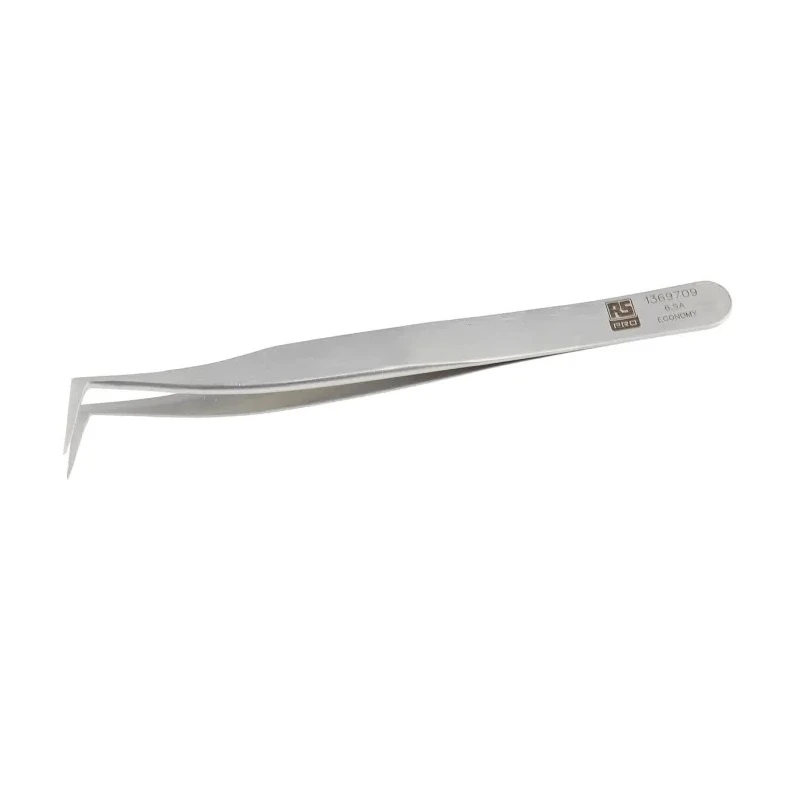 RS PRO 115mm Stainless Steel Angled, Flat Tweezer 136-9709