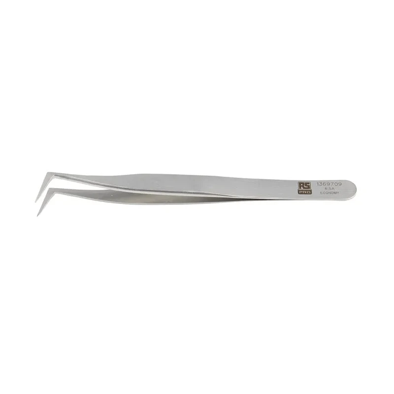 RS PRO 115mm Stainless Steel Angled, Flat Tweezer 136-9709