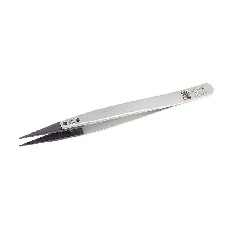 RS PRO Stainless Steel Fine ESD Safe Tweezer 130mm 136-9730