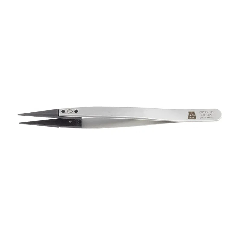 RS PRO Stainless Steel Fine ESD Safe Tweezer 130mm 136-9730