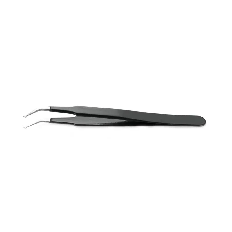 RS PRO 115mm Stainless Steel Angled Flat ESD Safe Tweezer 136-9750