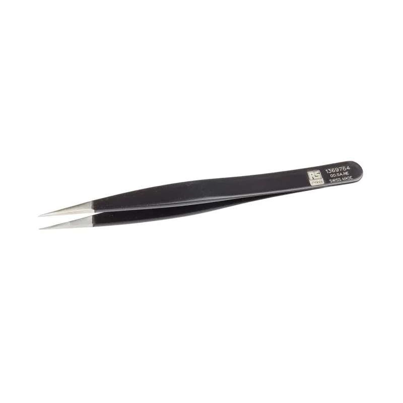 RS PRO 120mm Stainless Steel Flat ESD Safe Tweezer 136-9764