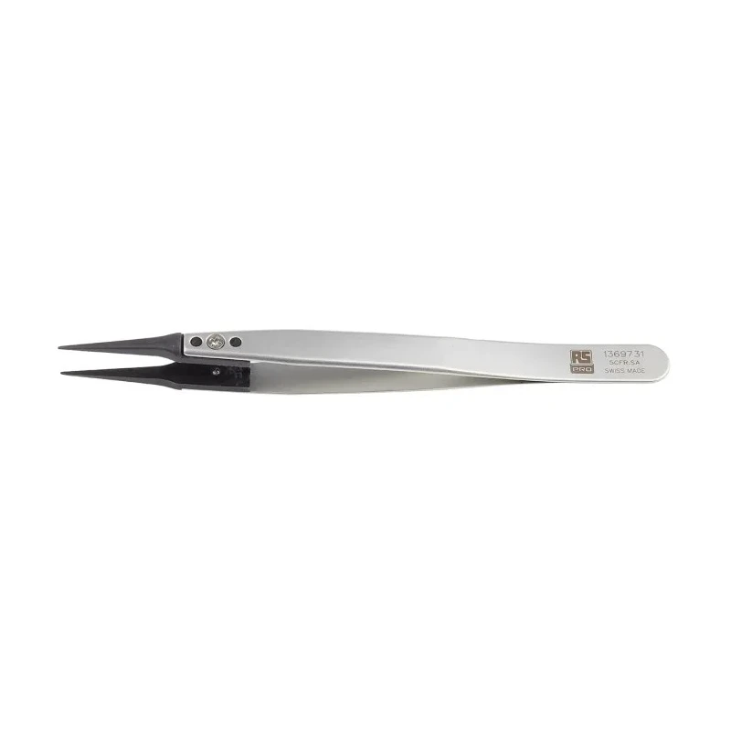 RS PRO 130mm Stainless Steel Sharp Very Fine Straight ESD Safe Tweezer 136-9731