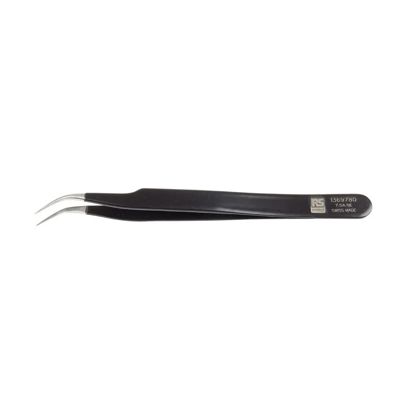 RS PRO 120mm Stainless Steel Fine, Curved ESD Safe Tweezer 136-9780