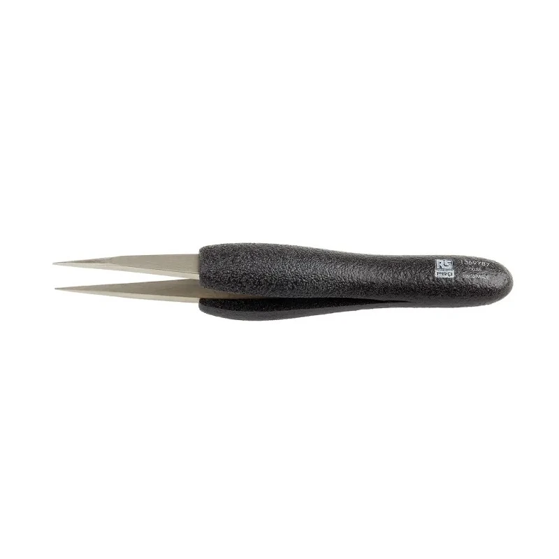 RS PRO 125mm Stainless Steel Flat ESD Safe Tweezer 136-9787