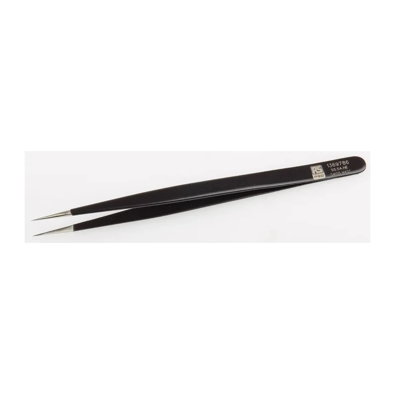 RS PRO 140mm Stainless Steel ESD Safe Tweezer 136-9786