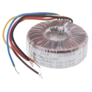 RS PRO 230 V ac 2 x 9 V ac Toroidal Transformer 2 Output 50 VA 2.778 A Copper Conductor Termination Wire 671-8952