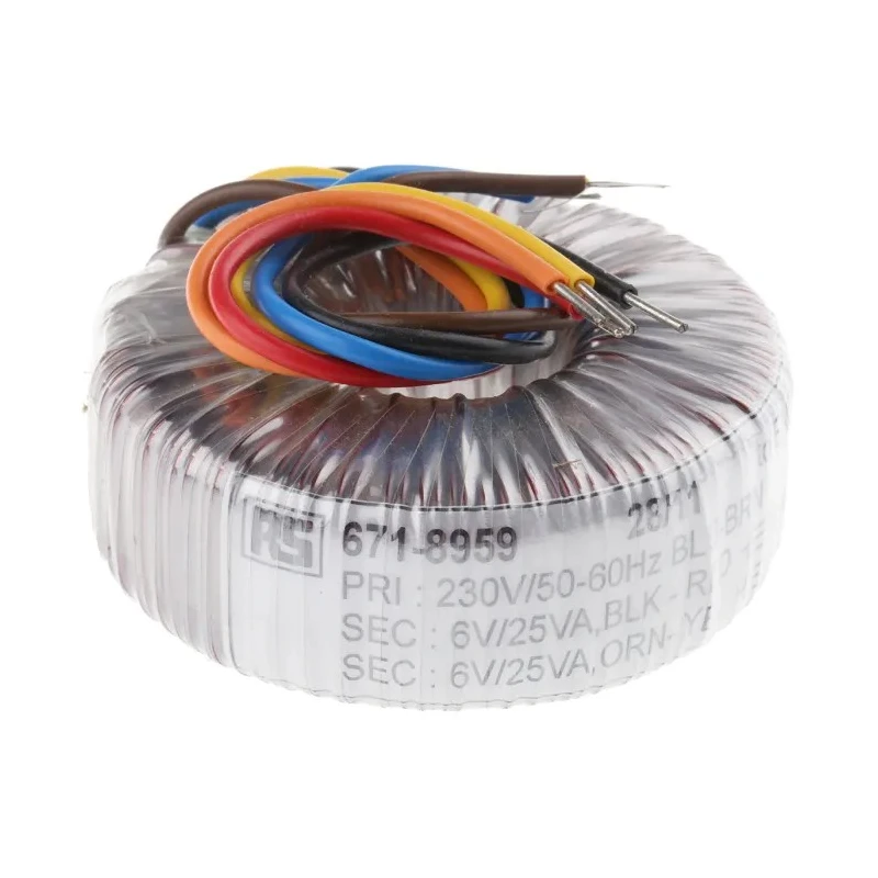 RS PRO 230 V ac 2 x 6 V ac Toroidal Transformer 2 Output 50 VA 671-8959