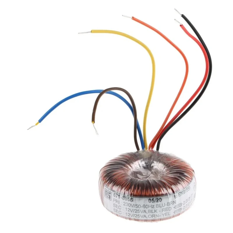 RS PRO 230 V ac 2 x 12 V ac Toroidal Transformer 2 Output 50 VA 671-8956