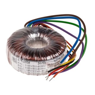RS PRO 230 V ac 2 x 18 V ac Toroidal Transformer 2 Output 50 VA 671-9104