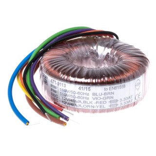 RS PRO 230 V ac 2 x 12 V ac Toroidal Transformer 2 Output 80 VA 671-9113