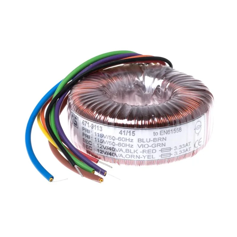 RS PRO 230 V ac 2 x 12 V ac Toroidal Transformer 2 Output 80 VA 671-9113