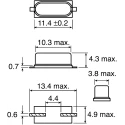 AKER 25 MHz Crystal ±30 ppm HC-49 2-Pin Surface Mount 13.5 mm x 4.8 mm x 4.6 mm CAA-25.000-18-3050-X