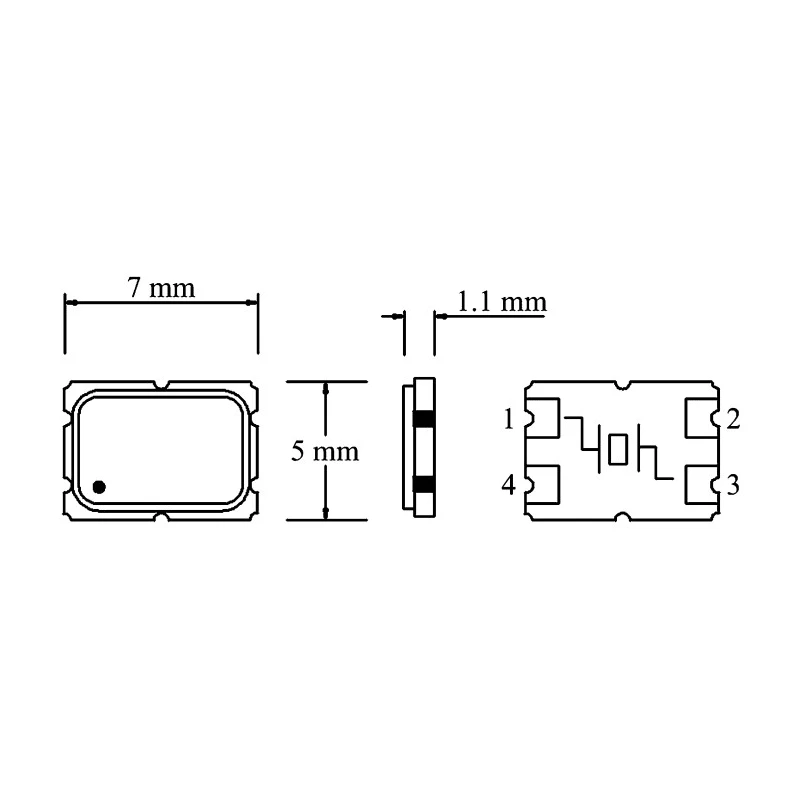 AKER 24 MHz Crystal ±30 ppm Surface Mount 4-Pin 7mm x 5mm x 1.1mm C7S-24.000-12-3030-X