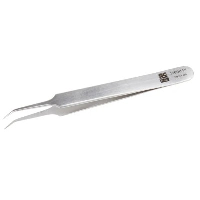 RS PRO Stainless Steel Fine Bent Tweezer 110mm 136-9845