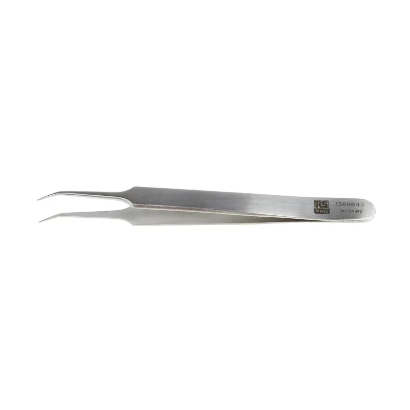 RS PRO Stainless Steel Fine Bent Tweezer 110mm 136-9845