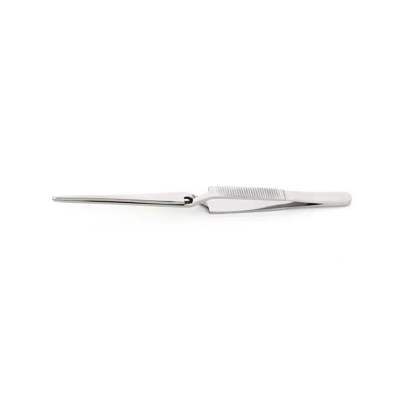 RS PRO Stainless Steel Straight Round Serrated Blunt Tweezer 165mm 136-9856