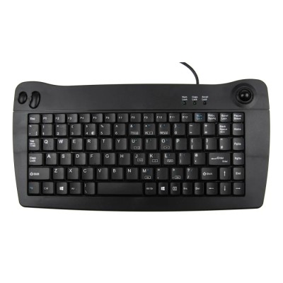 RS PRO Wired USB Trackball Mini Keyboard QWERTY UK Black 338x173x30mm 89 Keys 136-9673