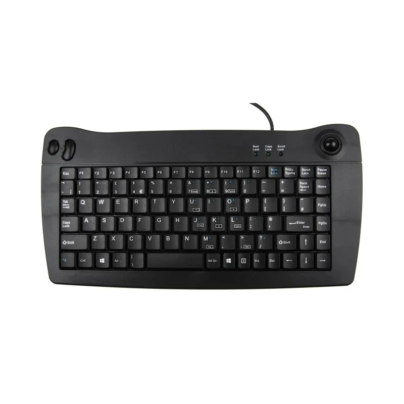 RS PRO Wired USB Trackball Mini Keyboard QWERTY UK Black 338x173x30mm 89 Keys 136-9673