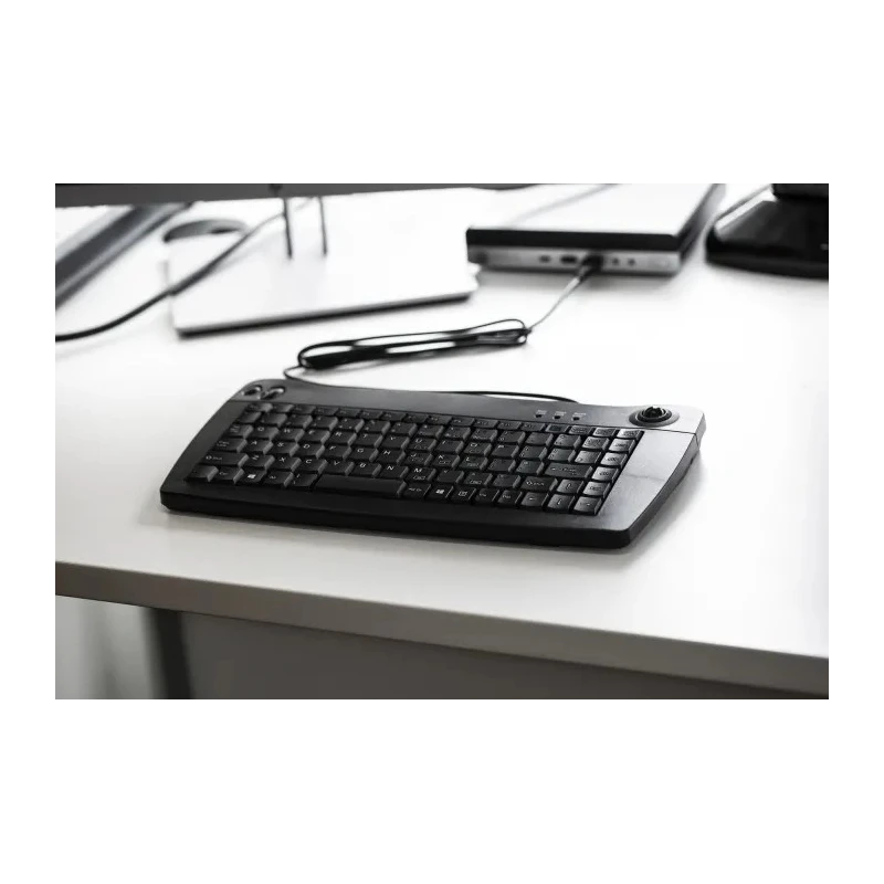 RS PRO Wired USB Trackball Mini Keyboard QWERTY UK Black 338x173x30mm 89 Keys 136-9673