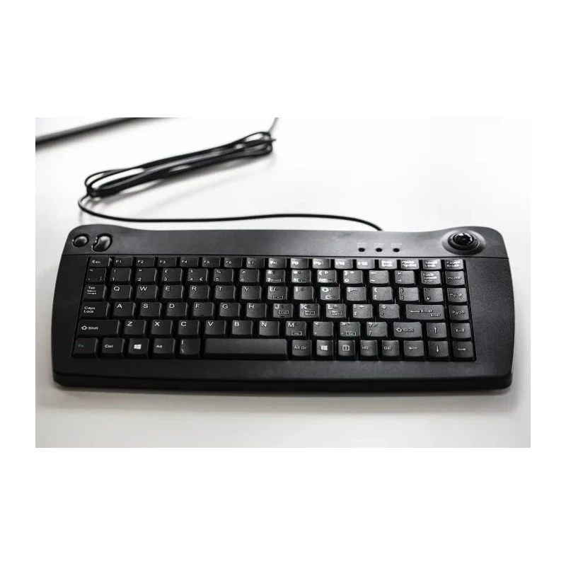 RS PRO Wired USB Trackball Mini Keyboard QWERTY UK Black 338x173x30mm 89 Keys 136-9673