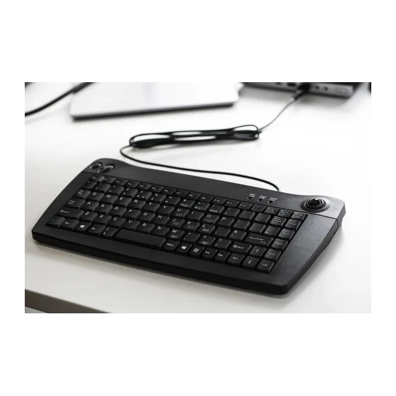 RS PRO Wired USB Trackball Mini Keyboard QWERTY UK Black 338x173x30mm 89 Keys 136-9673