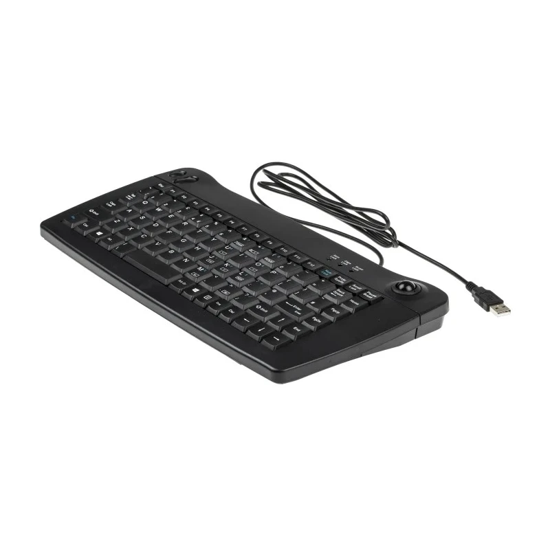 RS PRO Wired USB Trackball Mini Keyboard QWERTY UK Black 338x173x30mm 89 Keys 136-9673