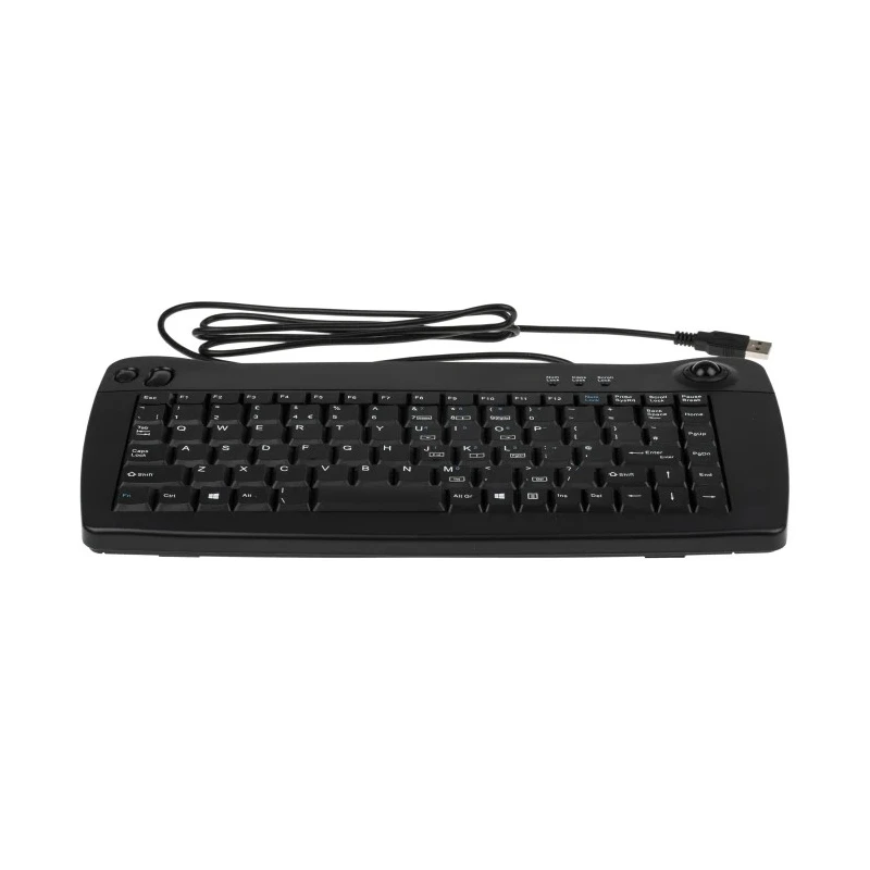 RS PRO Wired USB Trackball Mini Keyboard QWERTY UK Black 338x173x30mm 89 Keys 136-9673