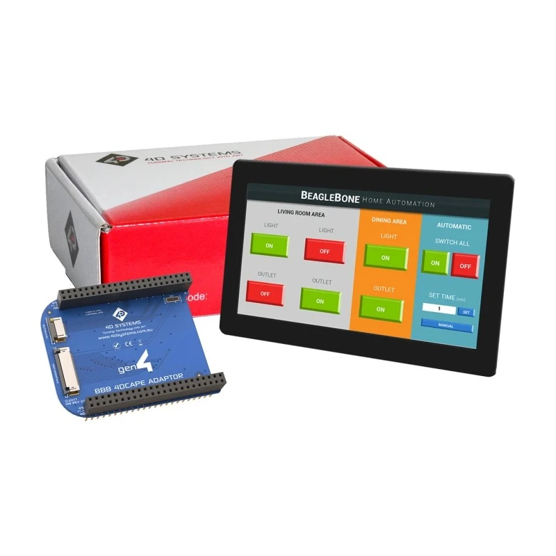 4D Systems LCD Colour Display Touch Screen 7 in 800 x 480 pixel UART Interface Capacitive Touch 5V 1.1A gen4-4DCAPE-70CT-CLB