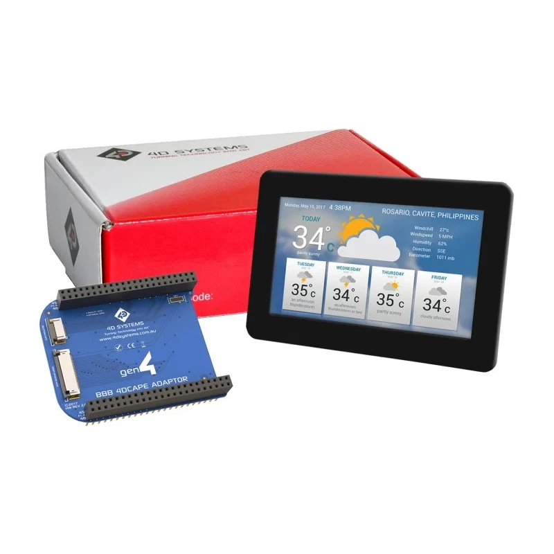 4D Systems 4DCAPE-50CT-CLB LCD Colour Display Touch Screen 5 inch 800x480 Pixel Capacitive Touch UART Interface LED gen4