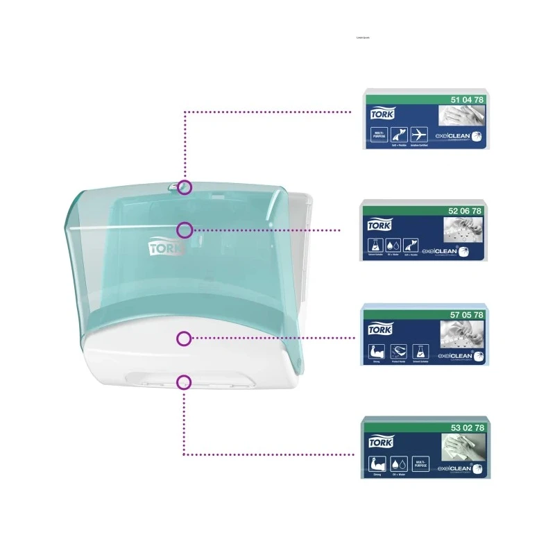 Tork Plastic White Turquoise Wall Mount Paper Towel Dispenser 427mm x 206mm x 394mm 654000