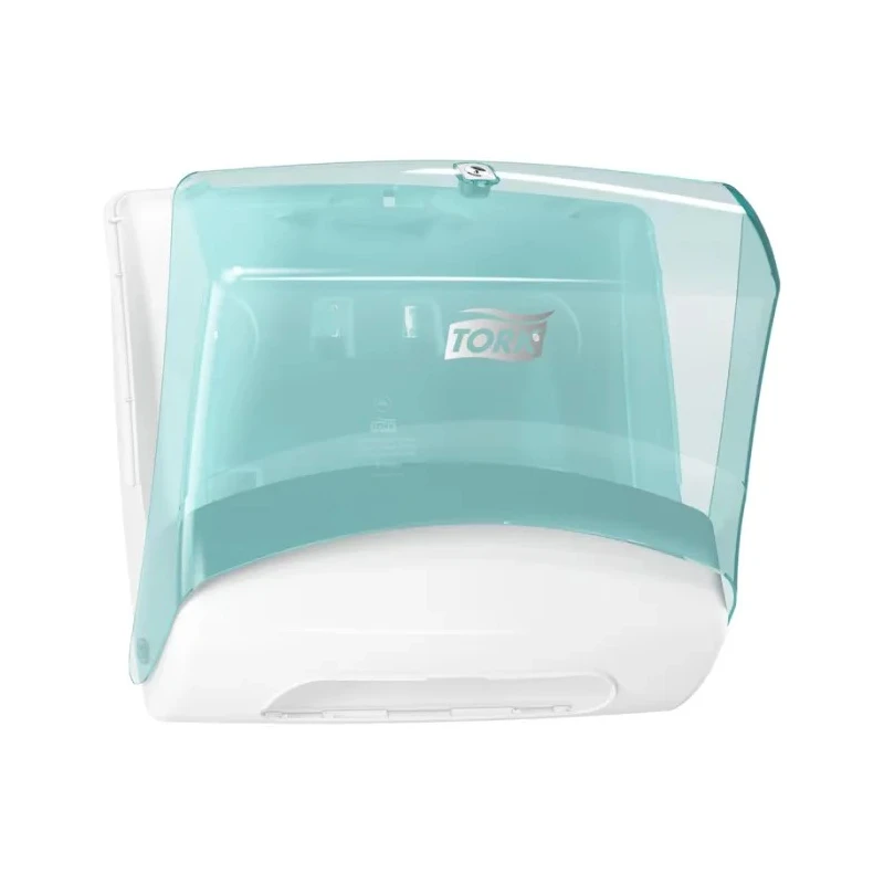 Tork Plastic White Turquoise Wall Mount Paper Towel Dispenser 427mm x 206mm x 394mm 654000