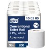 Tork 36 Rolls of 200 Sheets Toilet Roll 2 Ply Conventional Size, Core 44mm, Roll Diameter 110mm 100200