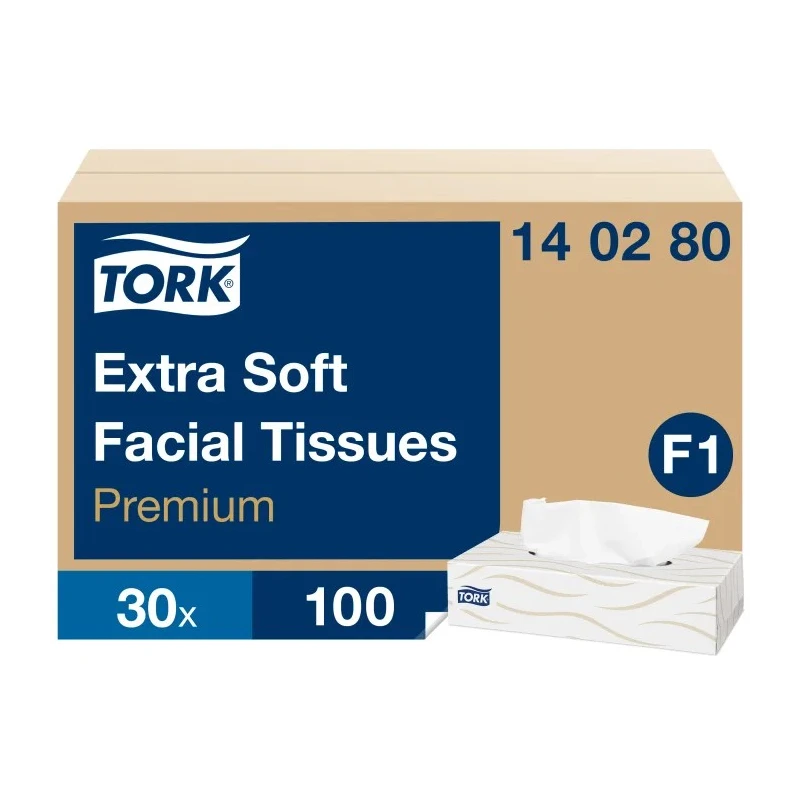 Tork White Two-Ply Facial Tissue Box of 100, Premium Quality Extra Soft Sheets 140280